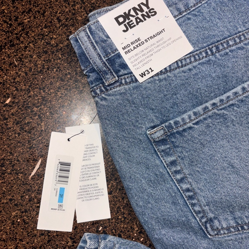 DKNY Light Blue Mid Rise Relaxed Straight - Picture 1 of 5